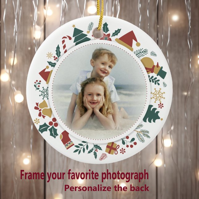 DIY Photo in jul Bilder Circle Gräns Julgransprydnad Keramik (Skapare uppladdad)