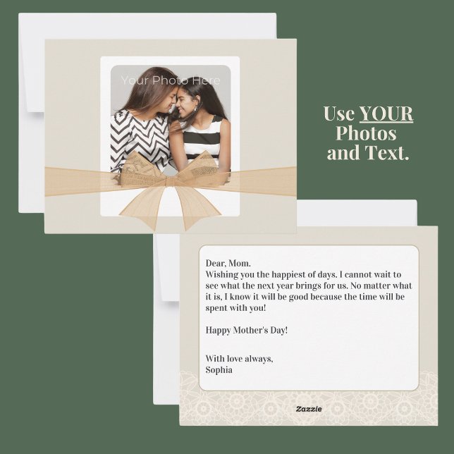 DIY Photo Mors dag Card med Anpassningsbar Message Julkort (Your own photo and text custom message Mother's Day card for mom, grandma, mother-in-law. )