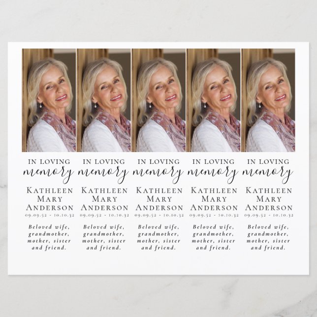 DIY Photo Sympathy Funeral Prayer Bookmark (Framsida)