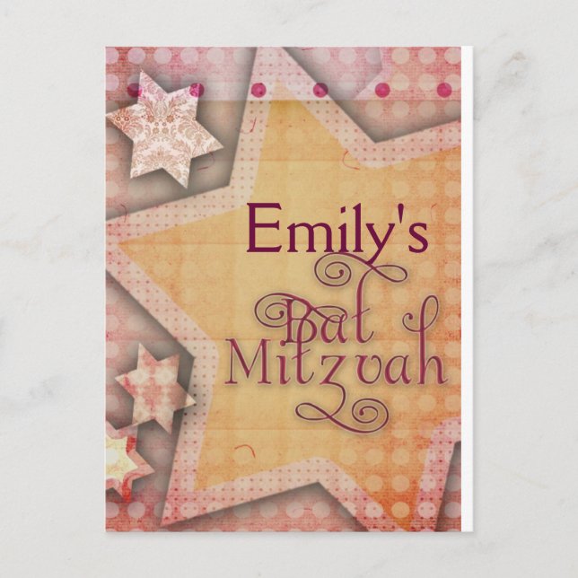 DIY Polka Dot Colorful Bat mitzvah design Vykort (Framsida)
