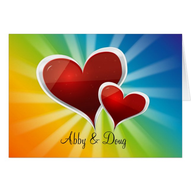 Diy Rainbow hearts Hälsningskort (Framsidan Horizontal)