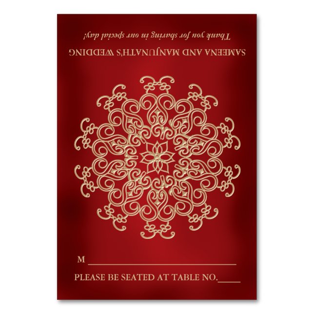 DIY Red Guld Indiska Tält Stil sätet Ställe Bordsnummer (Framsidan)