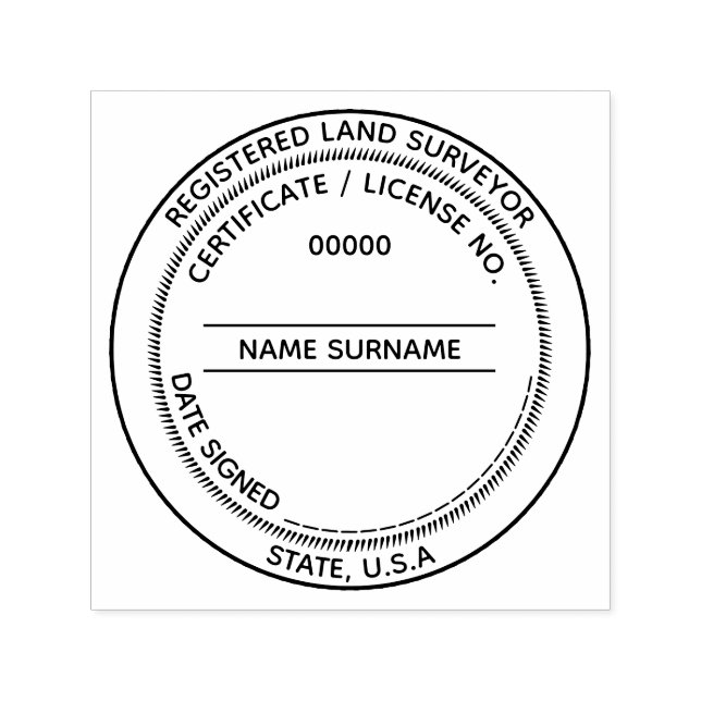 DIY Registrated Land Surveyor LLC round ANPASSNING Självfärgande Stämpel (Design)