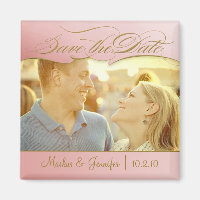 DIY Ro och Guld Photo Spara datum magneter