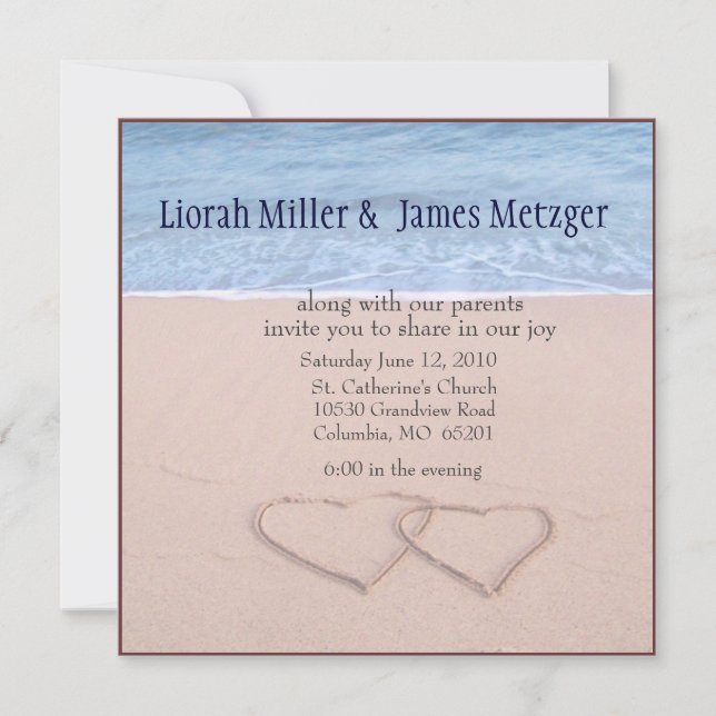 diy strandbröllopinbjudan inbjudningar (Framsida)