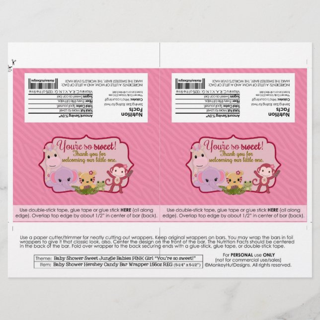 DIY Sweet Jungle Spädbarn 1.55oz Candy Pub Wrapper (Framsida)