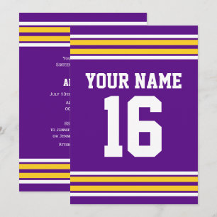 DIY Team Jersey Rand Guld #2 White Lila Inbjudningar