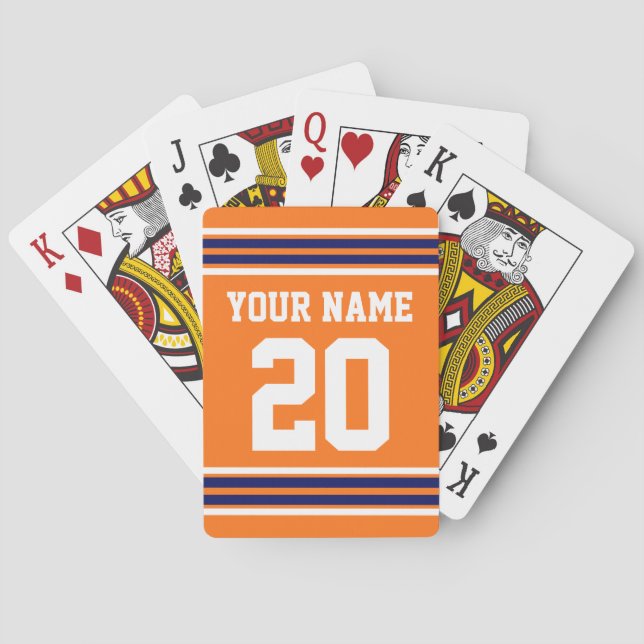 DIY Team Jersey Rand Navy White Orange Casinokort (Baksidan)
