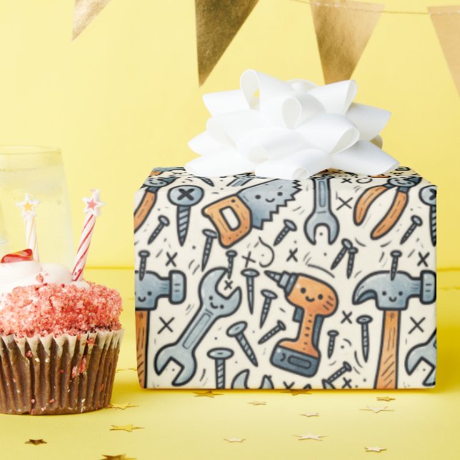 DIY Tools Cartoon Kawaii Art Presentpapper (Födelsedagsfest)