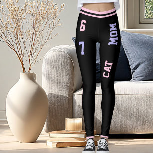DIY Trendig Kattälskare Kattmamma 67-årsdag Svart Leggings