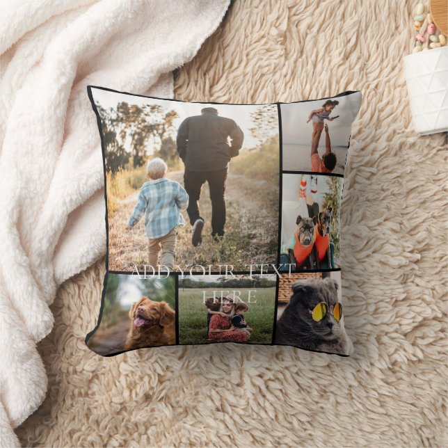 DIY Two-Sided Family Photo Collage Pillow 6 Photos Kudde (Filt)