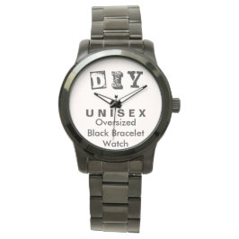 DIY - Unisex Oversized Black Bracelet Watch Manar Armbandsur