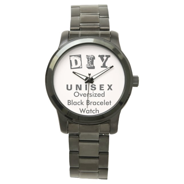 DIY - Unisex Oversized Black Bracelet Watch Manar Armbandsur (Framsida)