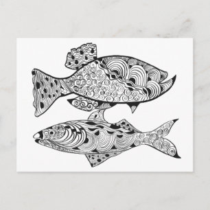 DIY vuxen färg i fiskdesign Vykort