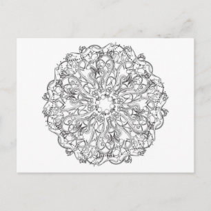 DIY vuxen-färgning i mandala-konturdesign Vykort