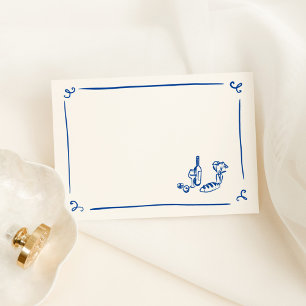 DIY Whimsical Hand plockade Navy Blue Place Card Bordsnummer