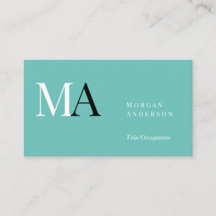 DIY White/Black Monogram, Namn, Black Silver Teal Visitkort