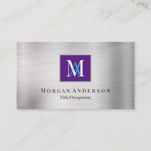 DIY White/Blue Monogram Namn, Royal Lila och Silve Visitkort