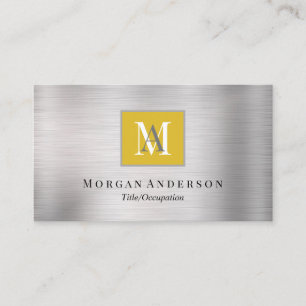 DIY White/Grått Monogram Namn, Guld och Silver Visitkort