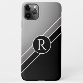 DIY White Monogram Circle Diagonal Linjer, Grått/B