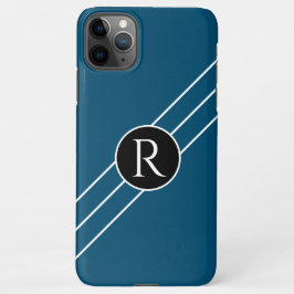 DIY White Monogram Circle Linjer Ocean Blue & Blac