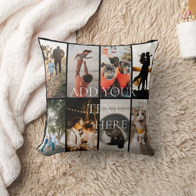 DIY YOUR | FAMILY Two Sided Family 8 Pictures Thr Kudde (Filt)