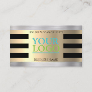 DIY Your Logotyp, Photo, Gult Guld, Brushed Silver Visitkort