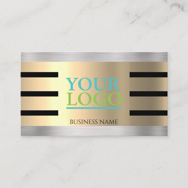 DIY Your Logotyp Yel Guld & Silver Blk. Rand, Vs 2 Visitkort (Framsida)