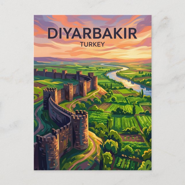 Diyarbakırs murar och Hevsel-trädgårdar Turkiet Vykort (Framsida)