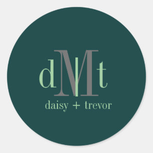 DIYColor Hunter Grönt+Graphite+Mint Monogram Runt Klistermärke