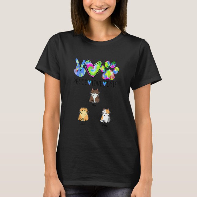 Diztomaz Fred Kärlek Katt  Tre Katter T Shirt (Framsida)