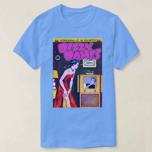 Dizzy Dames Tecknads retro art estetik T Shirt (Design framsida)