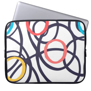 Dizzy Doodle circles on White Laptop Fodral