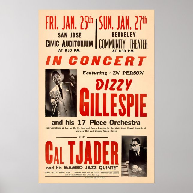 Dizzy Gillespie - Cal Tjader jazzaffisch - San Poster (Framsidan)