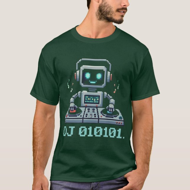 DJ 010101 Pixel Art Robot T Shirt (Framsida)