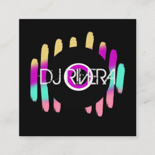 DJ Affärs Musikproducent Neon och Svart Fyrkantigt Visitkort