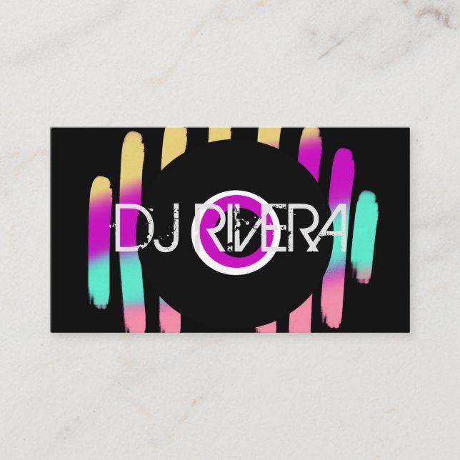 DJ Affärs Musikproducent Neon och Svart Visitkort (Framsida)