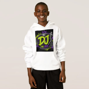 DJ All Vinyl Kids Hoodie framsida bakre logotyp T Shirt
