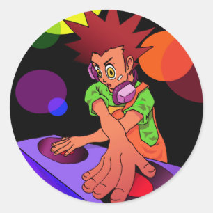Dj Anime Jr. Runt Klistermärke