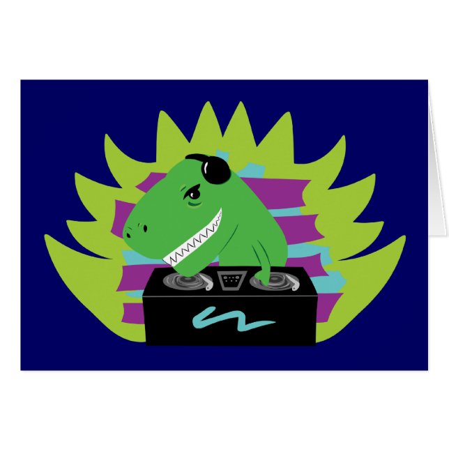 Dj-asaurus Rex Hälsningskort (Framsidan Horizontal)