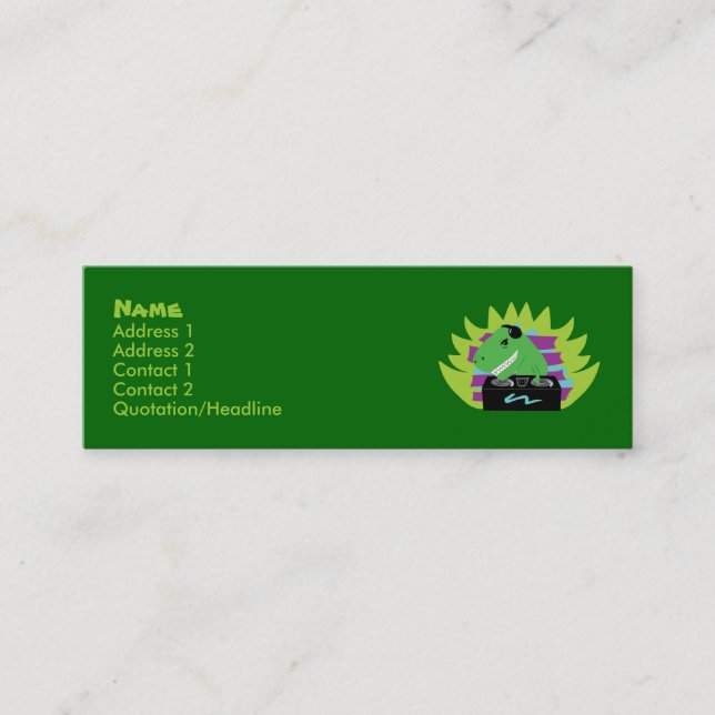 Dj-asaurus Rex T-Rex DJ-profilkort Mini Visitkort (Framsida)