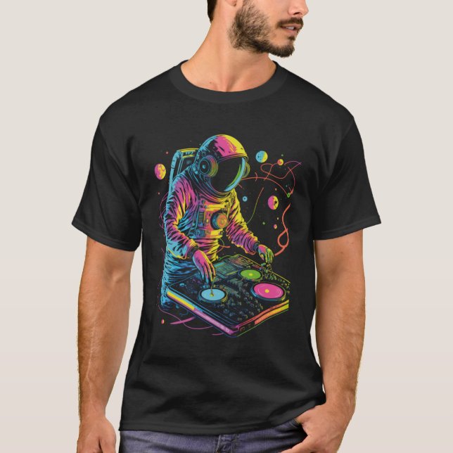 DJ Astronaut EDM Music DJ ing Spaceman Psytrance T T Shirt (Framsida)