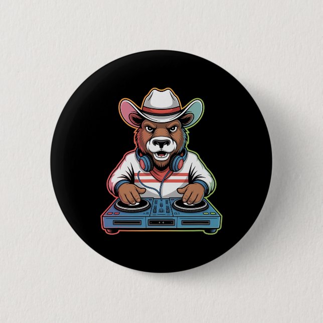 Dj Bear Cowboy Mixing Beats Knapp (Framsida)