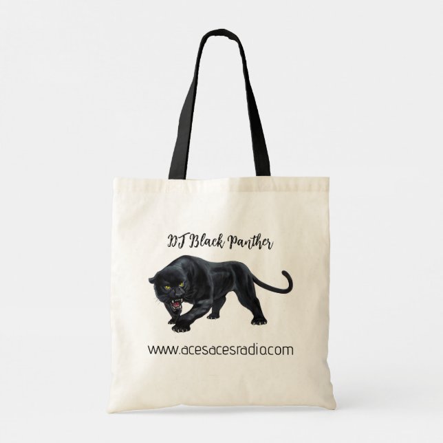 DJ Black Panther Tote Bag Tygkasse (Baksida)