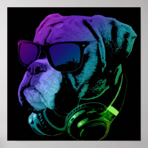 DJ Boxer Hund Wall Art   SPECIELL Poster