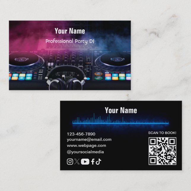 DJ  Business Card Visitkort (Fram/baksida)