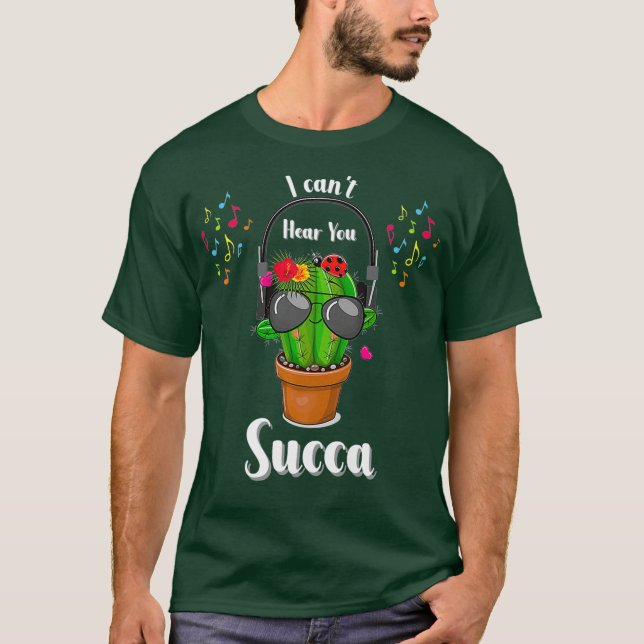 Dj Cactus med hörlurar och solglasögon T Shirt (Framsida)