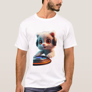 DJ Cat - Cute Kitten med hörlurar Spinning Tune T Shirt