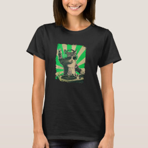 DJ Cat Disco Funny Ljud Tech Headphone Techno Mus T Shirt