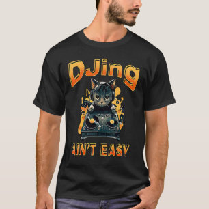 DJ Cat DJing Hip Pop Music Kattunge Techno-hörlura T Shirt